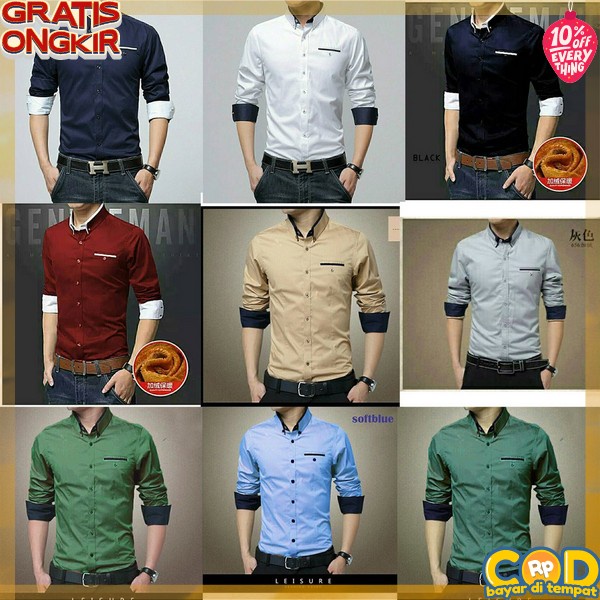 Kemeka Laki2 Keren Hem Flanel Polos Pakean Pris Kasual Bsju Lengan Panjang Casual Baj Distro Slimfit