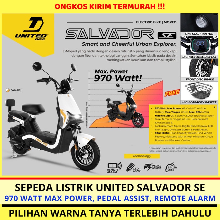 Sepeda Listrik United Salvador Se Electric Bike - Motor Listrik Murah