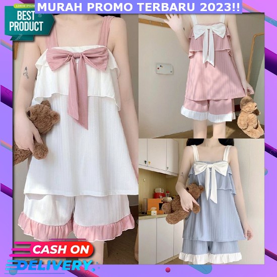 Piyama Wanita Korean Style Piyama Wanita Lengan Panjang Hot Malam Setcelan Rayon Bahan Adem Piysms C