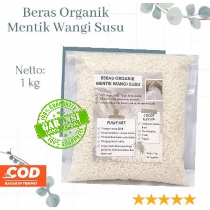 

><><><] Beras organik mentik wangi susu kemasan vacum netto 1 kg