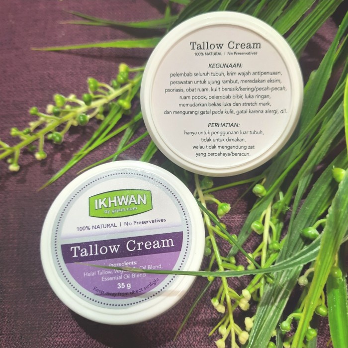 Terlaris Ikhwan Tallow Cream Kulit Halal 100% Alami Untuk Eksim, Kulit Kering