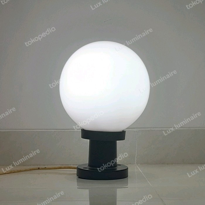 kap lampu pilar pagar bulat susu 20cm Murah