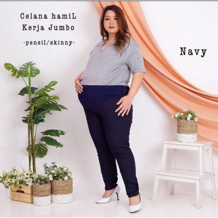 Terlaris Celana Kerja Ibu Hamil Ukuran Jumbo Bahan Katun