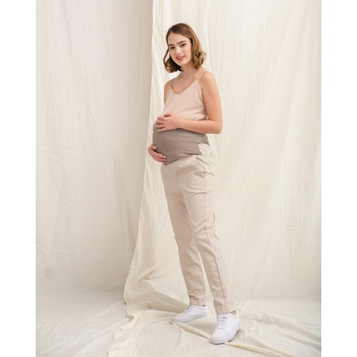Terlaris Celana Kerja Hamil Premium Bahan Katun Beige