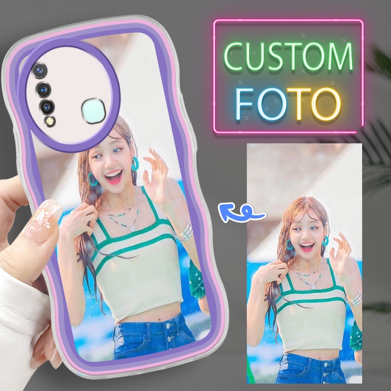 CUSTOM CASE GELOMBANG untuk vivo y19 y17 y16 SOFTCASE SILIKON Casing FOTO SENDIRI BEBAS ALL TYPE HP 