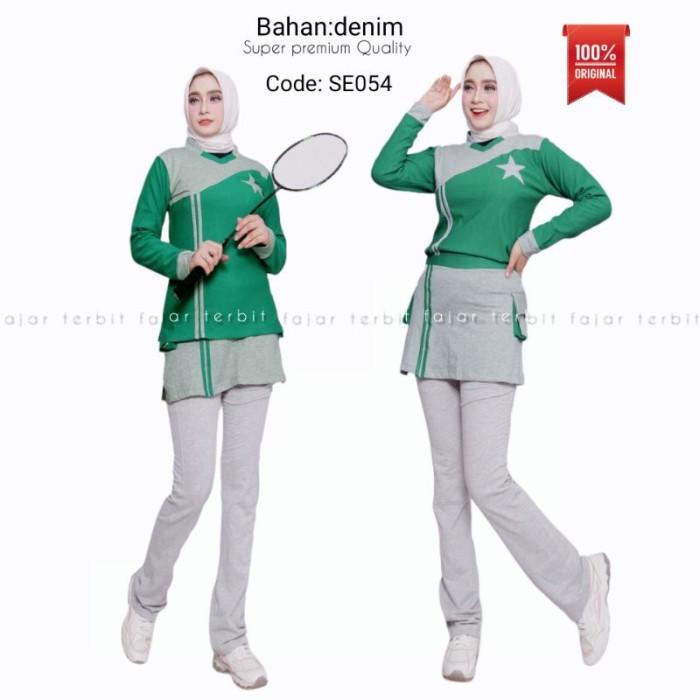BAJU OLAHRAGA WANITA DEWASA SETELAN SENAM MUSLIM PAKAIAN AEROBIC CEWEK