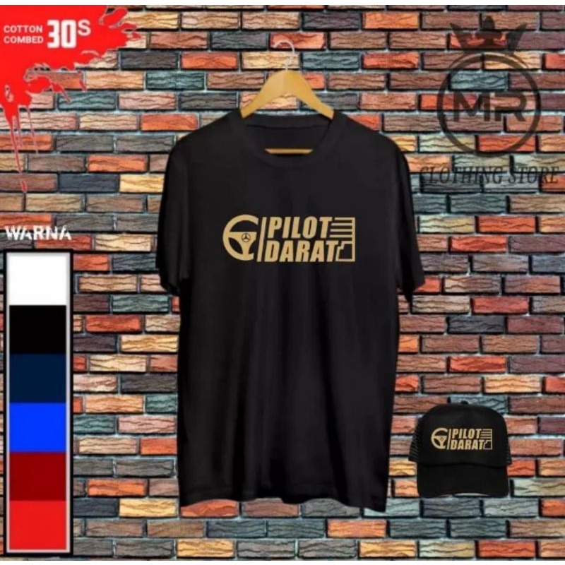 KAOS PILOT DARAT BONUS TOPI PILOT DARAT