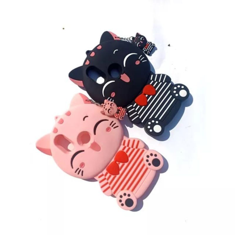 CASING VIVO Y91 Y93 Y95 Y81 CASE 3D MINI CAT KARAKTER BONEKA SILIKON SOFT CASE CASING