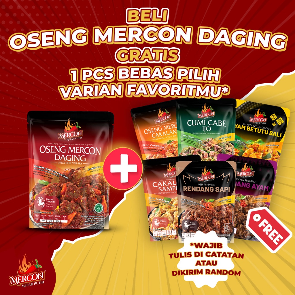 

Oseng Mercon Daging Beli 1 Gratis 1 Mercon Merah Putih