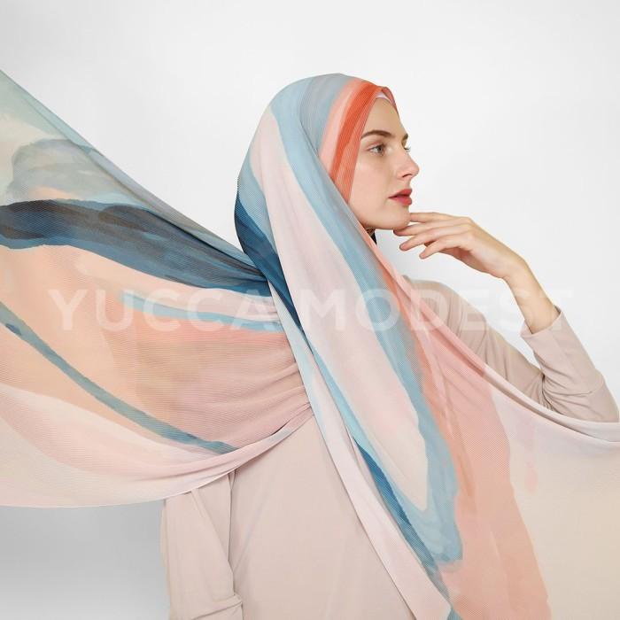 YUCCA MODEST PASHMINA PLISKET CHIFFON HAWA - SANDCASTLE