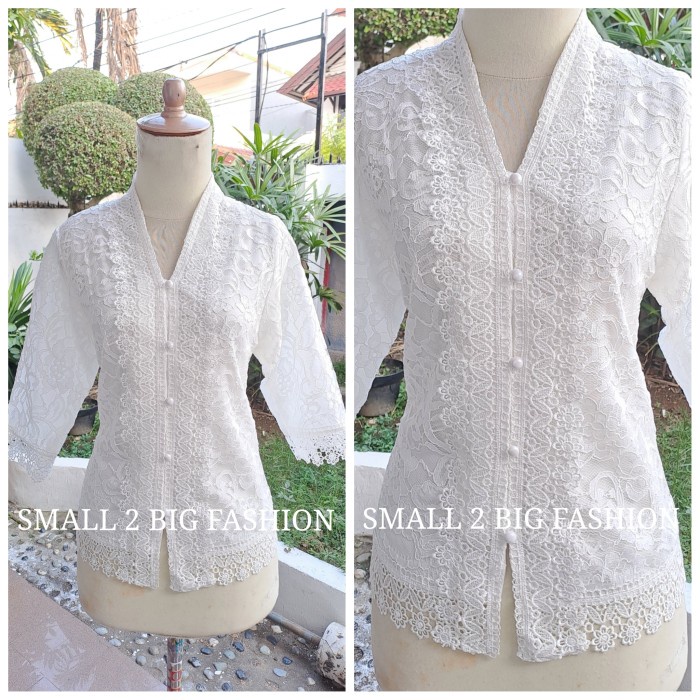 Terlaris Blus Atasan Baju Kebaya Brokat Brukat Hitam Merah Cabe Putih Ada Jumbo