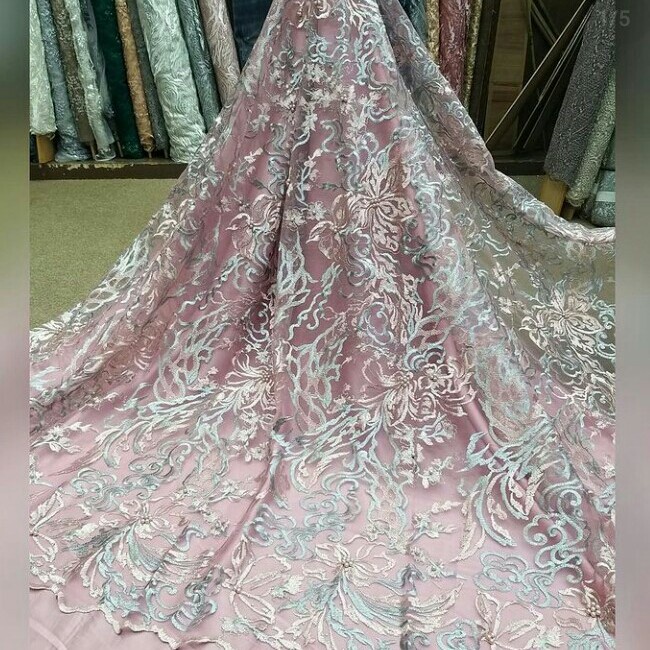 Terlaris Kain Brokat Payet Kain Tulle Mutiara Tile Bordir Bahan Kebaya Brukat