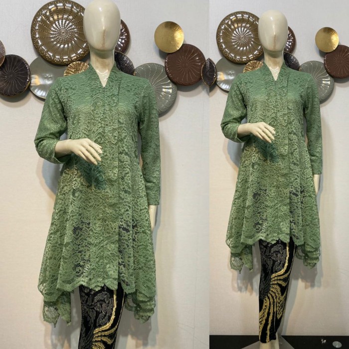 Terlaris Oneset Kebaya Tunik Umbrella Brokat~Kebaya Pesta