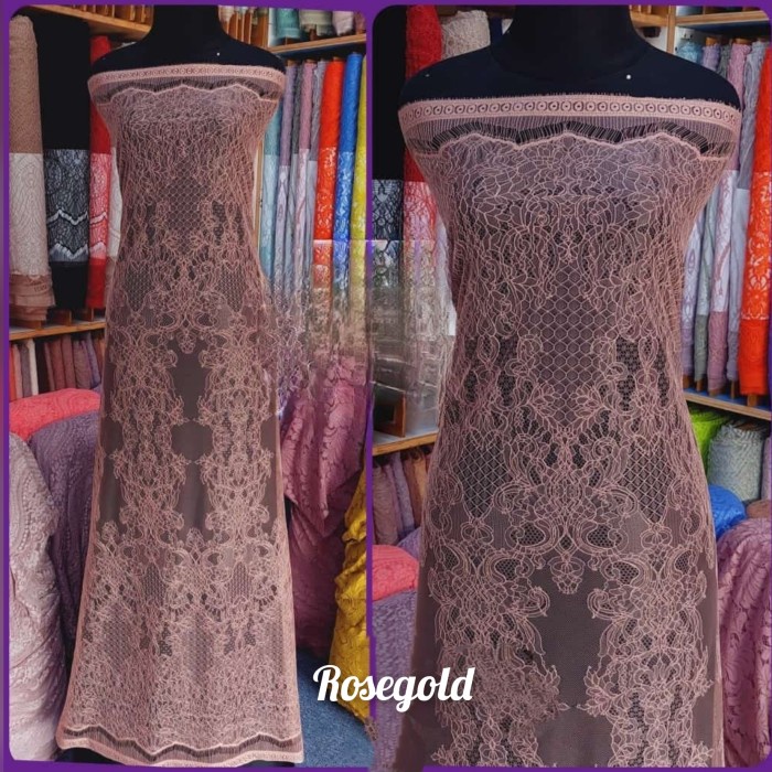 Terlaris Kain Brokat Chantilly Lace Panel, Brukat Chantily Santili