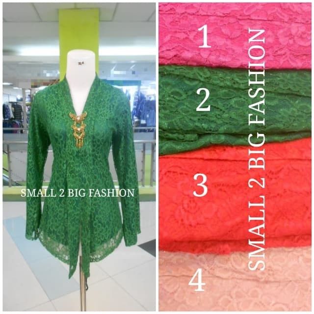 Terlaris Kebaya Brokat Panjang / Kebaya Brukat Hijau Pink Fanta Merah Cabe