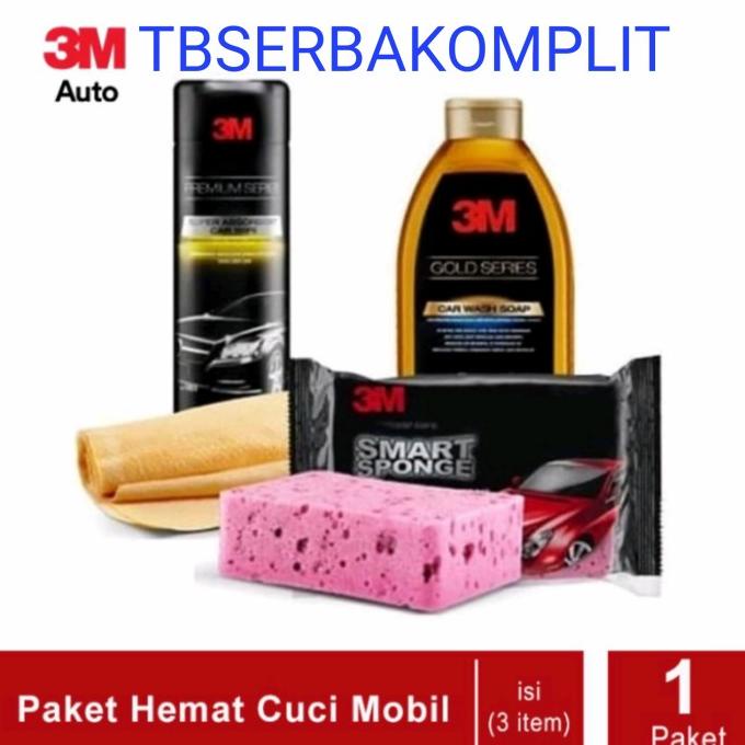 Paket Lengkap Cuci Mobil 3M Premium Kanebo Smart Spons Sabun Cuci ORI