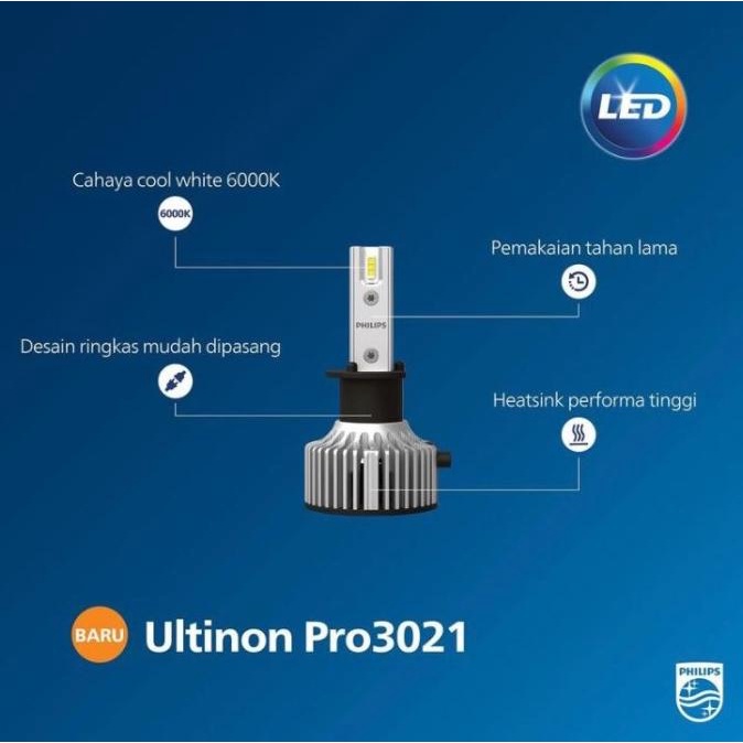 Bohlam Lampu Mobil Philips Ultinon Pro3021 H4 LED Cahaya Putih