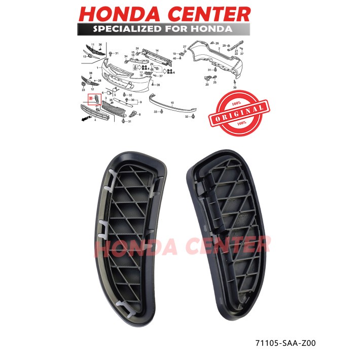 Cover tutup garnish bumper bemper depan jazz gd3 2006 2007 2008 vtec terlaris