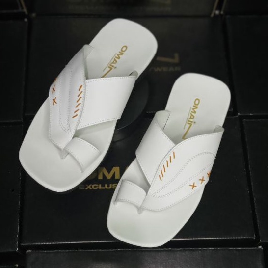 OMAIN 022 Sandal sendal kulit pria dewasa -MODEL SLOP Apache terbaru terlaris asli bahan kulit sapi 
