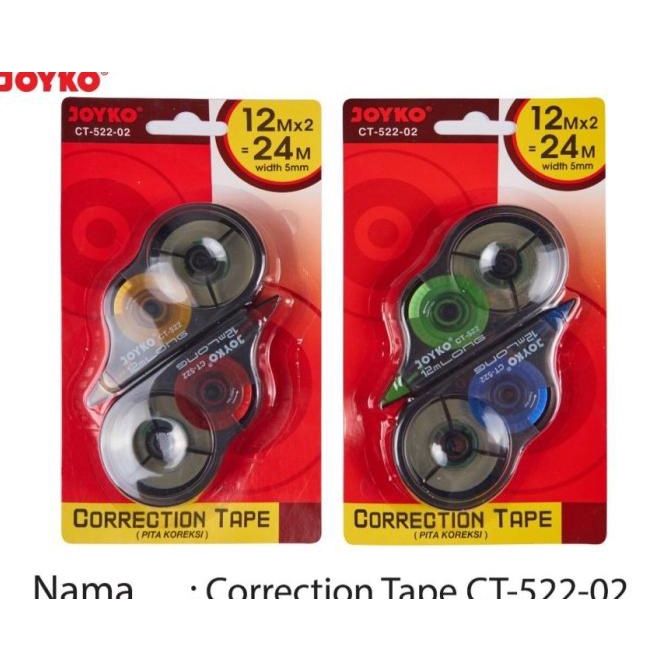 

jual Correction Tape Pita Koreksi Joyko CT-522-02 1 box isi 24 pcs