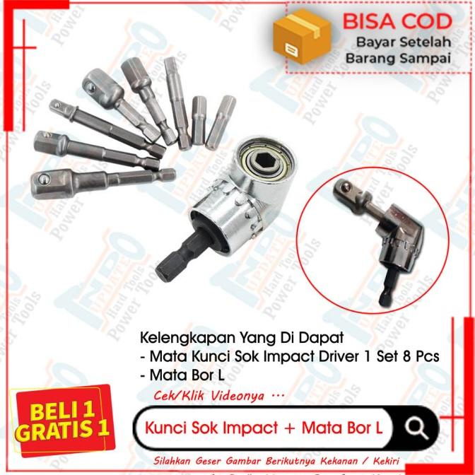 Kepala Bor Kunci Shock Impact Driver Wrench Set Mata Obeng Ekstensi L