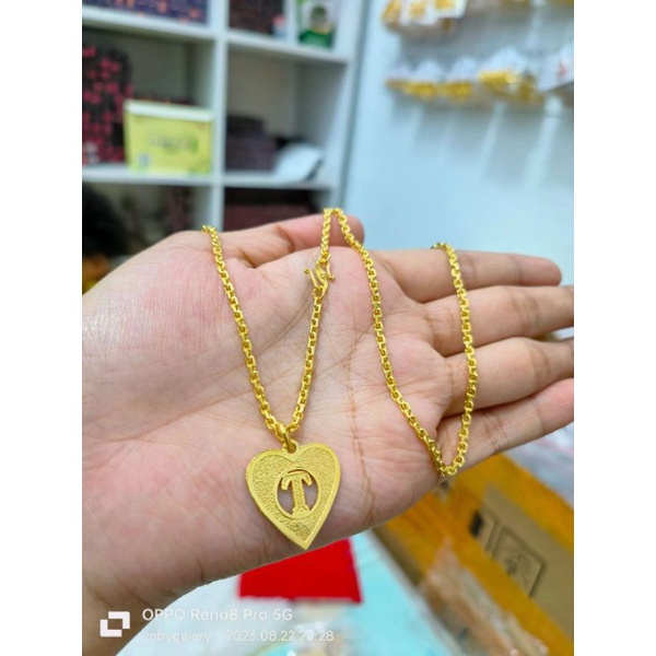 kalung medan nori liontin inisial koin91 lapis ems