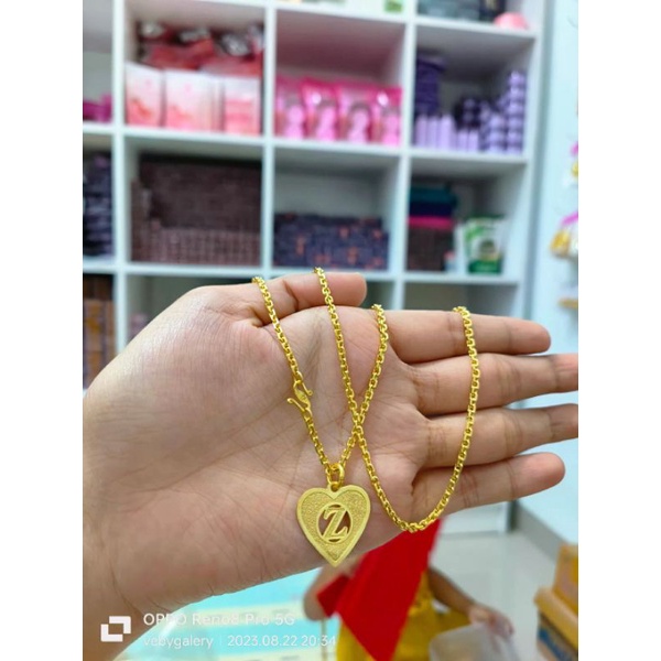 kalung medan nori liontin inisial koin91 lapis ems