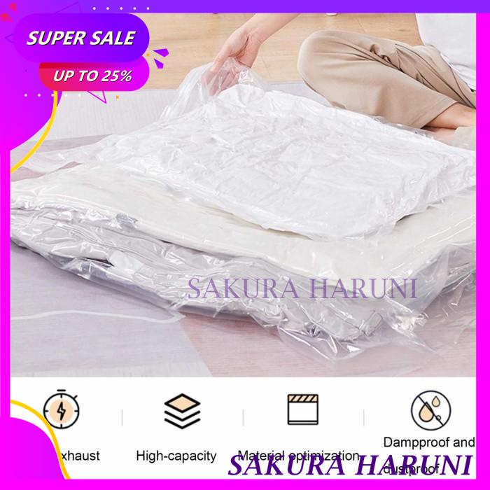 

REVERB PLASTIK VAKUM BAJU PENYIMPANAN PAKAIAN VACUUM COMPRESSION BAG - PODUK BAHAN BERKUALITAS !!