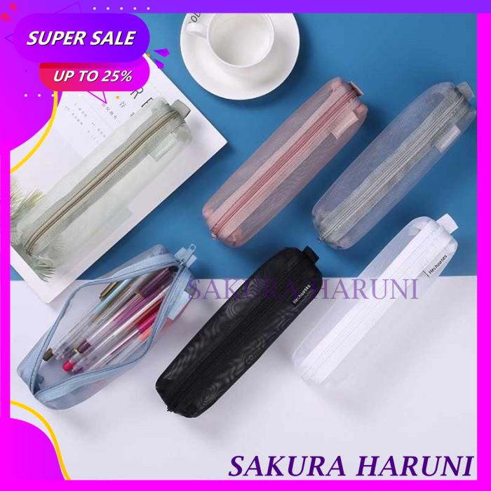 

TEMPAT PENSIL JARING RISLETING SIMPLE STATIONERY MESH ZIPPER BAG BEST QUALITY PRODUCT !!