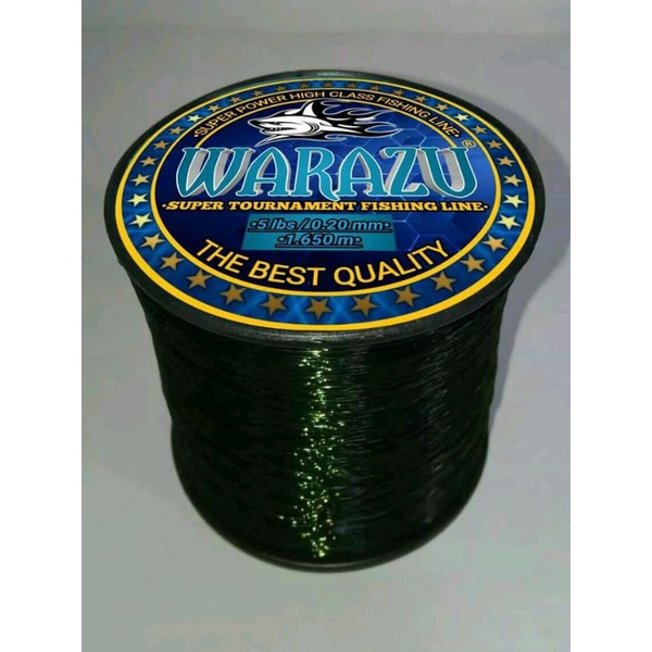Warazu Fishing Line Warna Hijau Lumut Bisa Cod (Senar Pancing Anti Kriting,Elastis,,Tahan Gesekan