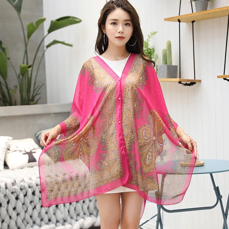 ど Scarf outer syal selendang pelindung matahari luar ruangan wanita sunscreen cardigan Outer Pantai 