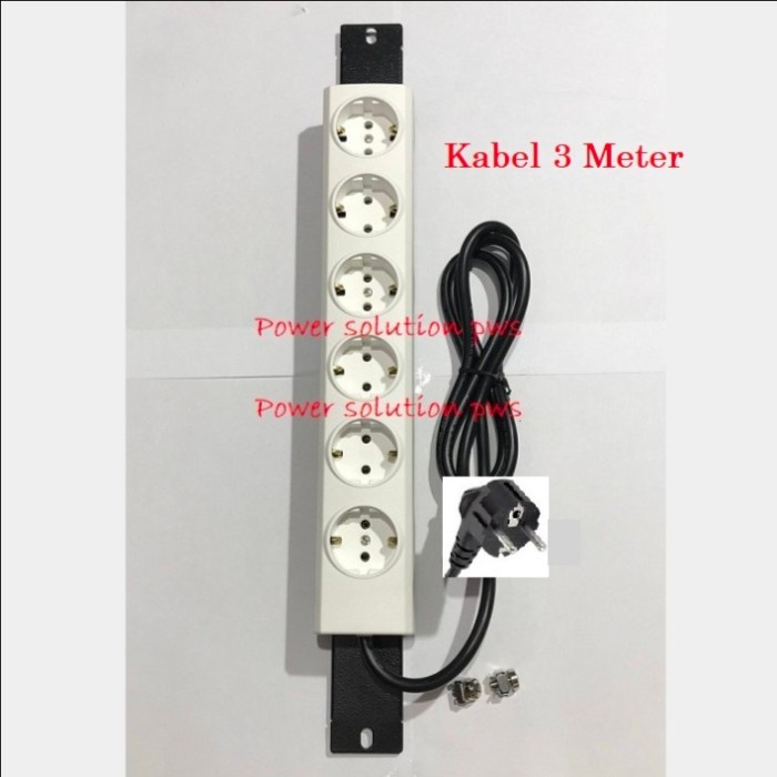Pdu 6Port Rackmount 19 Inch Stop Kontak Colokan Rack Server Wallmount