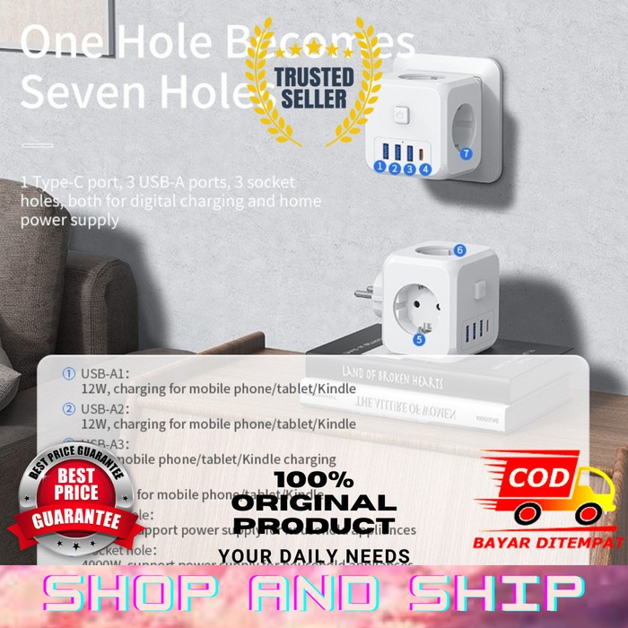 Kubus Stop Kontak Kabel Colokan Listrik Colokan 3 Lubang Colokan