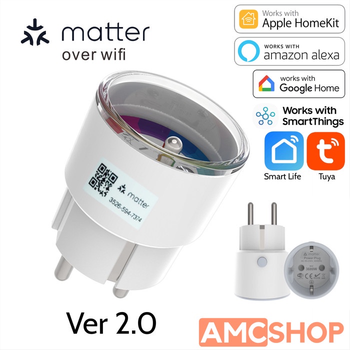 Amc Matter Eu Smart Plug Homekit Colokan Stop Kontak Wireless