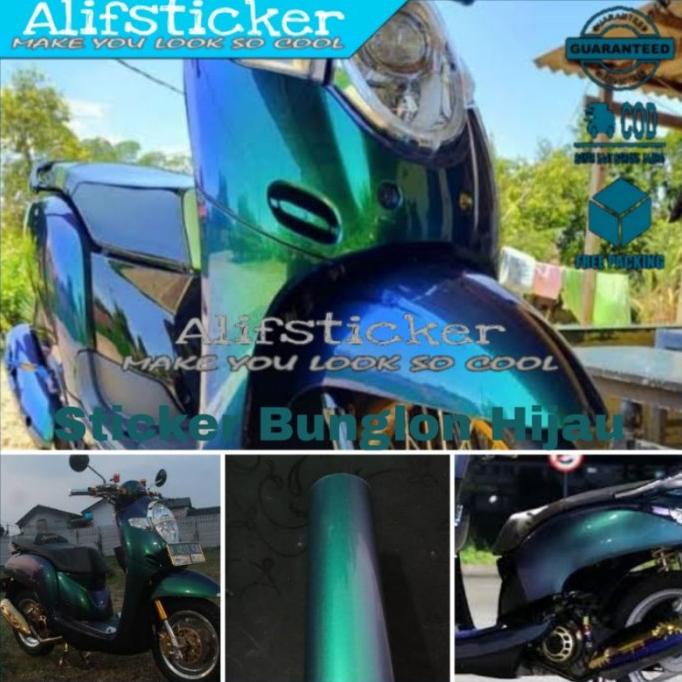 SALE STIKER SKOTLET BUNGLON HIJAU CHAMELEON GLOSSY SCOTLITE MOTOR BUNGLON Termurah
