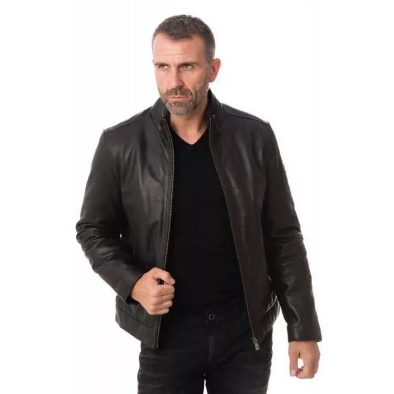 Jaket Kulit Asli Pria - Jaket kulit casual kerah keren 200