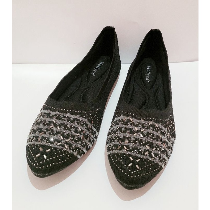 New Mollyca Sepatu Flat Wanita Knit Rajut Black size 40