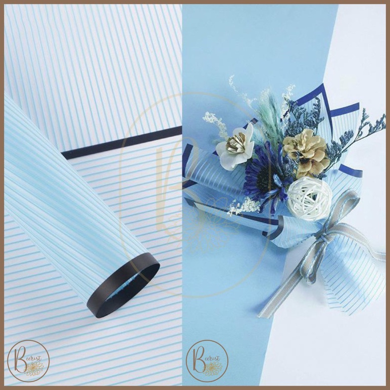 

qfxv -63 [ 5 LEMBAR ] Kertas Bunga Cellophane Motif Garis Warna Kombinasi Line Color Paper Flower Wrapping Paper Kertas Buket Bunga ZE Eleoen