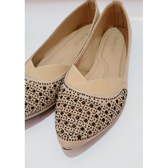 New Mollyca Sepatu Flat Wanita Knit Rajut size 39 Cream