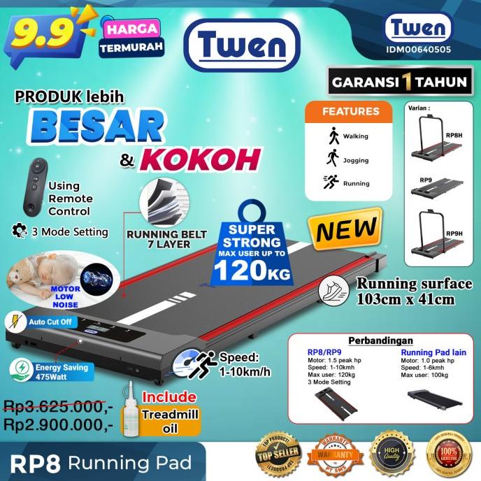 Twen RP8 Running Pad Treadmill Elektrik Motorized Treadmill Listrik