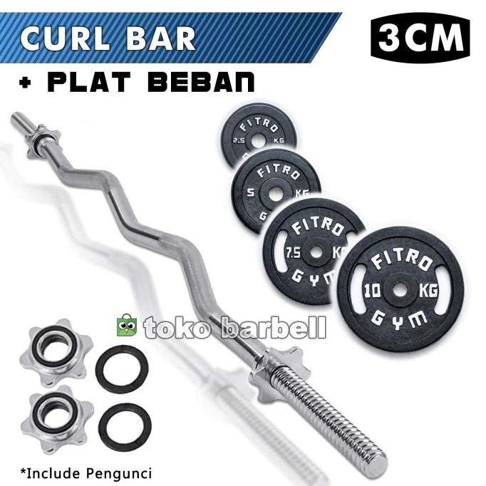 Stick Bar EZ Curl Lekuk Barbell Lengkung