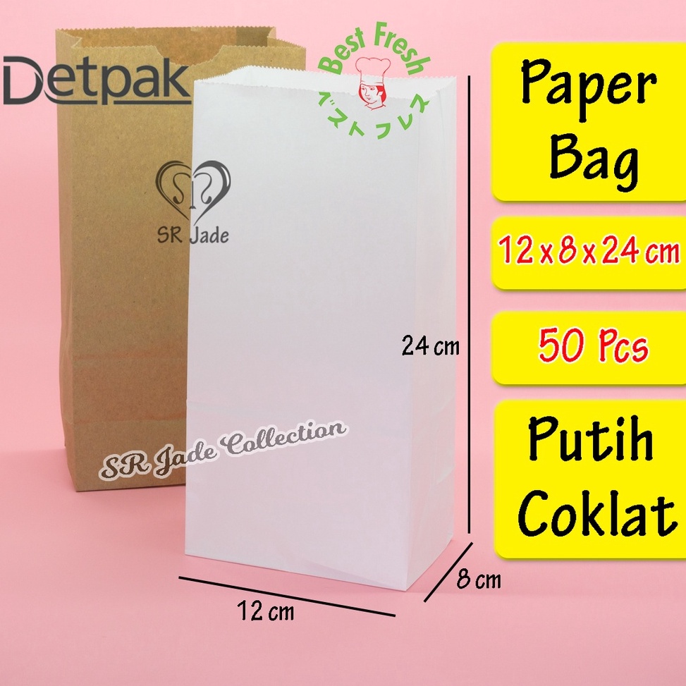 

[PROMO ND6F] [50 Pcs] Paper Bag Kantong Kertas Kantong Roti Fried Chicken Snack Kantong Kemasan Detpak Best Fresh ~ SR Jade 0ZH