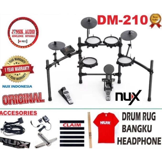 Nux Dm210 Dm-210 Dm 210 Digital Drum Elektrik Paket Lengkap