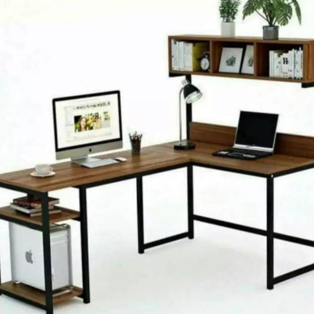 Meja Belajar,Gaming / Kantor Leter L Minimalis Modern