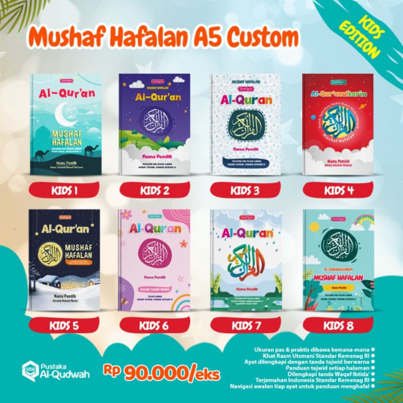 AL QUR'AN CUSTOM NAMA KIDS / AL QUR'AN WANITA / AL QUR'AN HAFALAN / AL-QUR'AN TERJEMAH TAJWID WARNA 