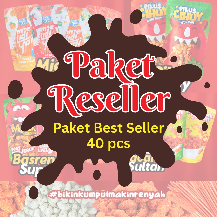 

SUKANYEMIL - Paket Reseller Best Seller 40 pcs bebas pilih varian Basreng Super Mie Lidi Macaroni Sultan Pilus Cihuy