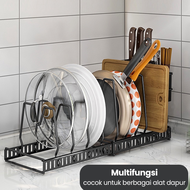 Pasti Murah Greenland Rak Piring Rak Tutup Panci Rak Dapur Stainless Steel Rak Tutup Panci Teplon Wa