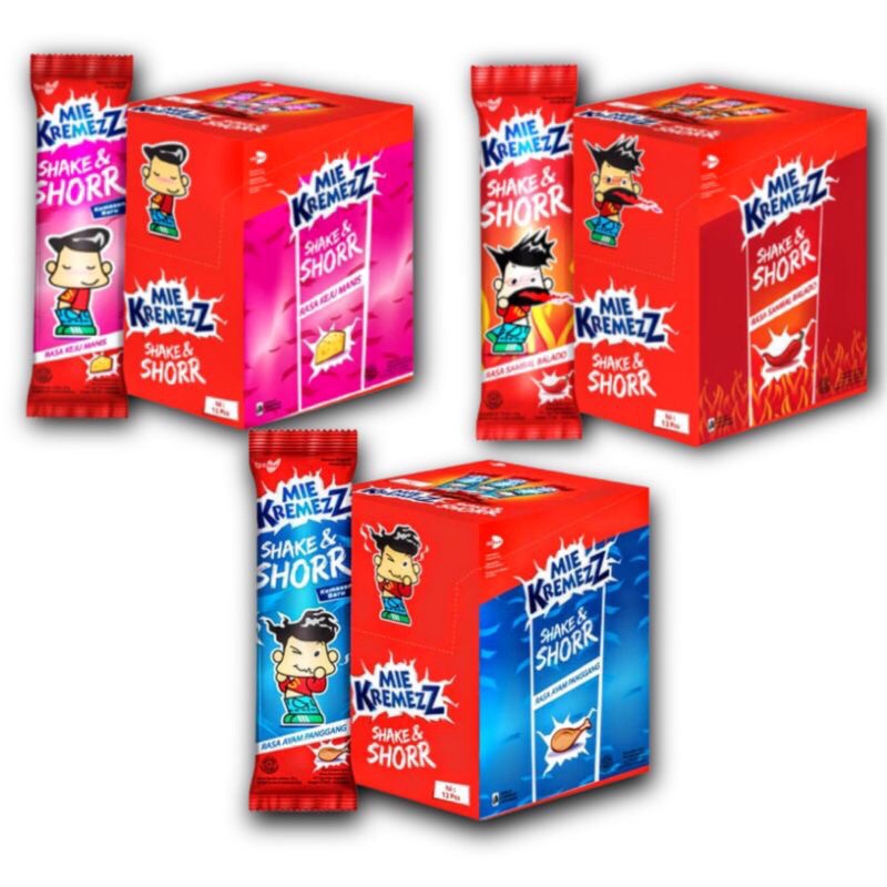 

tokogencil Mie Kremezz Shake & Shorr 1 Box isi 20+1 Bungkus @16gr Mi Shor Mie Kremes