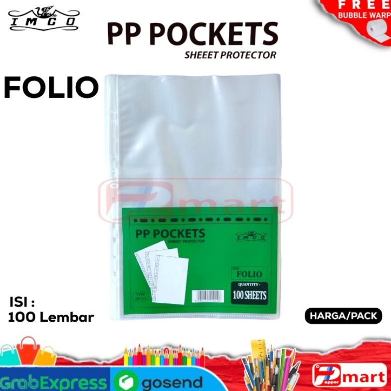 

Ready stock.. Sheet Protector F4 Folio / PP Pocket Folio / IMCO FOLIO F4 / File Protector Bening / (1 Pack Isi 100 Lembar) 04H