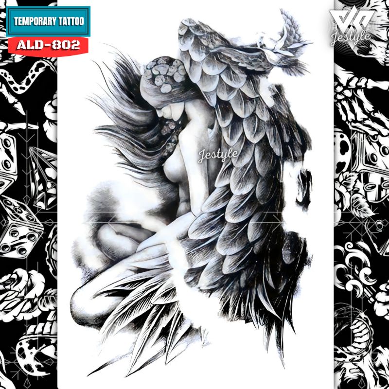 [ALD-802] Tato Temporer Temporary Tattoo Sementara Tahan Air Gadis Malaikat Bersayap design angel